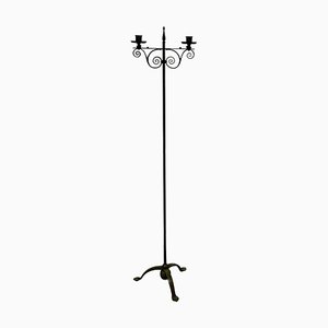 Tall Arts and Crafts Wrought Iron Candleholder or Torchère, 1880s