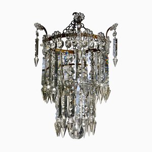 2-Tier Waterfall Crystal Chandelier, 1920s