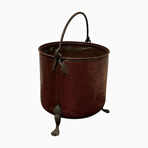 19th Century Copper Coal Bucket on Brass Feet, 1850s