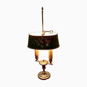 French Painted Toleware and Brass Twin Table Lamp, 1920s