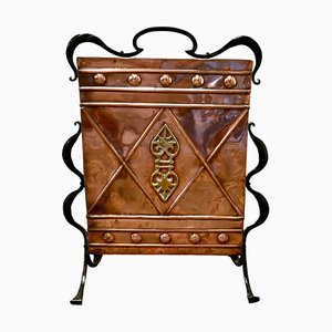 Victorian Arts and Crafts Copper and Iron Fire Screen, 1880s