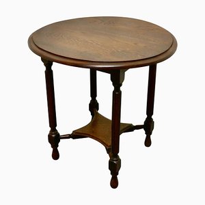 Round Oak Occasional Table with Undertier, 1880s