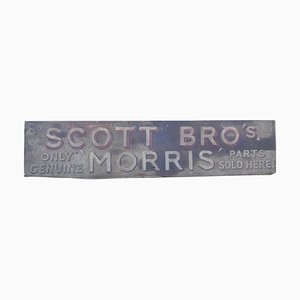 Large Painted Wooden Automobile Advertising Sign Scott Bros Morris, 1930s