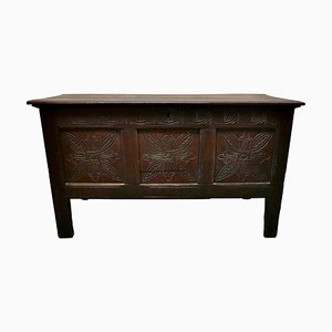 19th Century Carved Panelled Oak Coffer