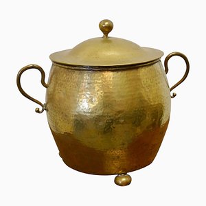Arts & Crafts Brass Coal Bucket with Lid, 1880s