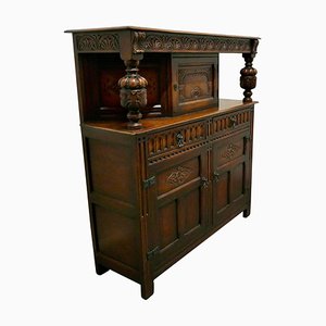 19th Century Arts & Crafts Gothic Carved Oak Court Cupboard, 1900s