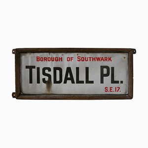 Framed Enamel Southwark Street Sign Tisdall Place, London, 1917