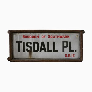 Gerahmtes Southwark Straßenschild aus Emaille Tisdall Place, London, 1917