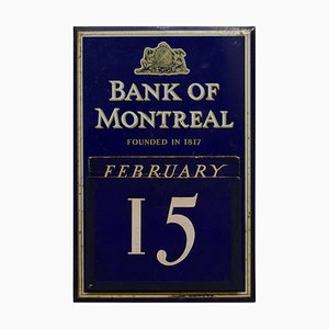 20th Century Tin Plate Perpetual Calendar from Bank of Montreal, 1950s