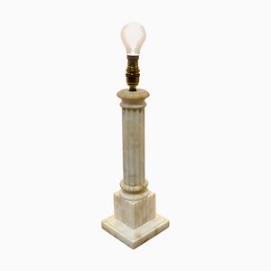 White Marble Corinthian Column Table Lamp, 1900s