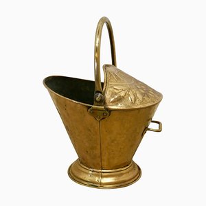 Victorian Brass Helmet Coal Scuttle, 1880s