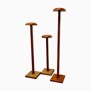 Tall Taylors Wooden Fabric Display Shop Stands, 1950, Set of 3