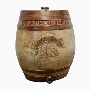 Large 19th Century Stoneware Brandy Barrel with Royal Coats of Arms, 1880s