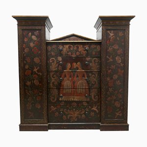 American Folk Art Painted Wedding Chest and Hanging Cupboard, 1827
