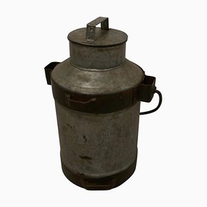 Galvanised Metal Milk Churn with Iron Strapping, 1890s