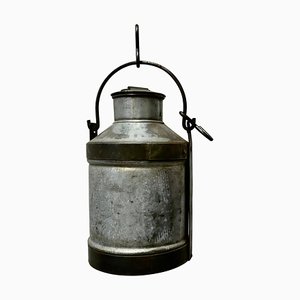 Large Galvanised Metal Milk Churn with Iron Strapping, 1890s