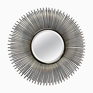 Grand Miroir Sunburst-Starburst en Acier, France, 1960s