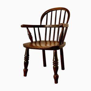 Frühes 19. Jh. Childs Country Carver Chair aus Buche & Ulmenholz, 1800er