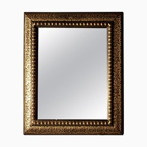 French Empire Gilt Brass and Black Lacquer Wall Mirror, 1880s