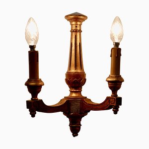 Lámpara de pared doble estilo Regency de madera tallada, década de 1900