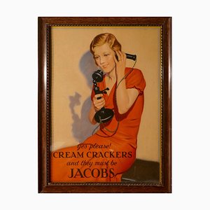 Póster de tarjeta Jacobs Cream Crackers, Dublín, años 30
