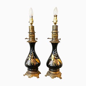 Lámparas de mesa victorianas de cerámica, 1860. Juego de 2