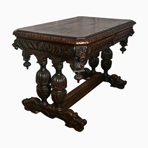 19th Century Green Man Carved Oak Hall or Centre Table, 1870s