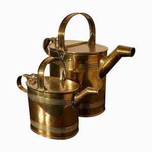 Victorian Brass Hot Water Jugs, 1850, Set of 2