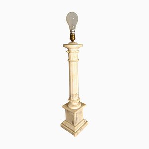 Large White Marble Corinthian Column Table Lamp, 1900s