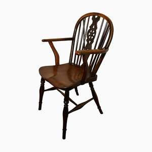 Early Victorian Beech and Elm Wheel Back Carver Chair, 1840s