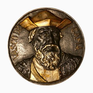 Büstentafel aus Gusseisen von Vasco da Gama, 1900er