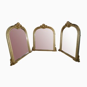 Large Rococo Gilt Arched Overmantle Mirrors, 1960s, Set of 3