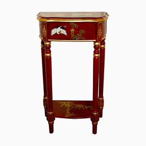 Red Lacquer Chinoiserie Side Table, 1980s