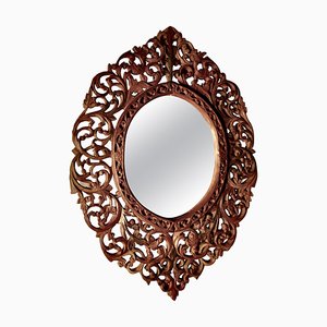 Geschnitzter islamischer ovaler Spiegel, 1900er
