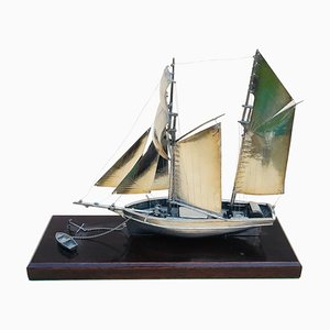 20th Century Silver Twin Masted Yacht, 1960s