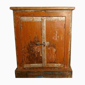 French Rustic 2-Door Cupboard with Distressed Worn Paint, 1880s