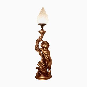 Gilt Table Lamp in the Form of a Cherub, 1970s