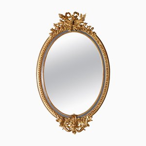 Large French Rococo Oval Gilt Wall Mirror, 1870s
