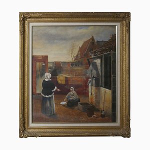 After Pieter De Hooch, Woman and Her Magd in a Courtyard, 1850, Aquarell