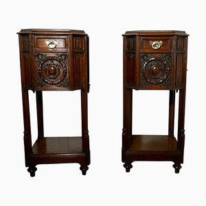 19th Century Gothic French Oak Bedside Cupboards, 1870s, Set of 2