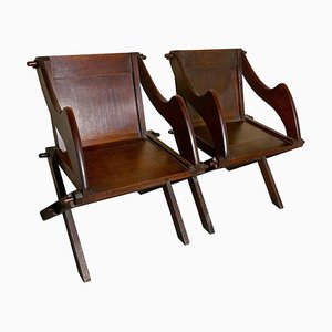 19th Century Glastonbury Chairs in Oak, 1880s, Set of 2