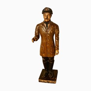 Escultura de bombero de madera, años 20