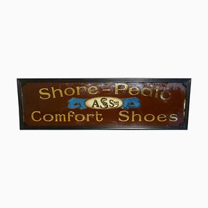 Cartel publicitario en espejo de zapatería AS & Sons Shore Pedic Shoes, años 20
