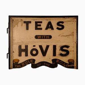 Dreidimensionales doppelseitiges Hovis Tea Ladenschild aus Holz, 1900er