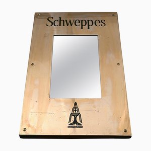 Brass Hotel Menu Board Mirror from Schweppes, 1880s