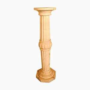 19th Century French Marble Illuminated White Marble Torchere Column, 1890s
