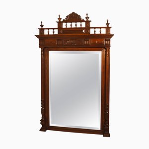 Large French Carved Oak Wall Mirror, 1870s