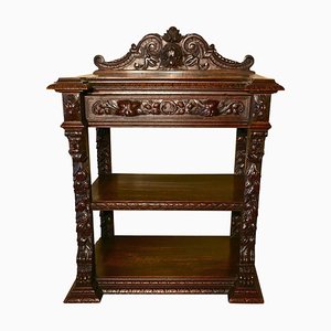 Small Gothic Victorian Carved Oak Green Man Buffet, 1850s