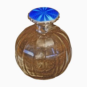 Art Deco English Sterling Silver and Guilloche Enamel Scent Bottle, 1929