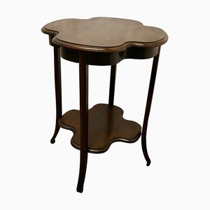 Irish Walnut Side Table the Table in Four Leaf Clover Shape, 1920s